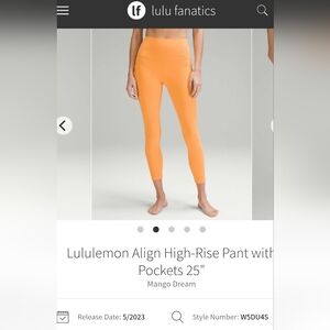 Lululemon athletica Align High-Rise Pant in Mango Dream, Size 8